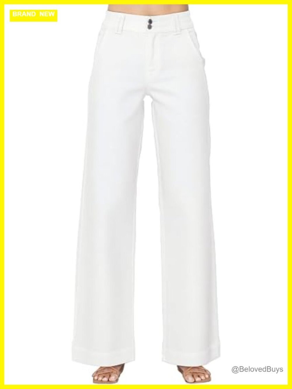 High Waisted Wide Leg Straight Jeans Tummy Control Stretch Denim